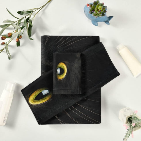 AUUXVA 3-Piece Set, Sets 1 1 1 Towel Cute Black Animal Cat Bath Towel Absorbent Soft Towels for Bathroom Quick Dry