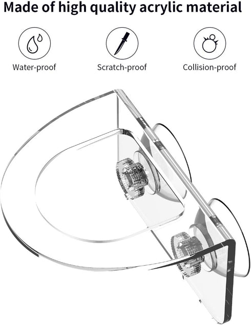 2 Pack Clear Acrylic Dish Brush Holder, Kitchen Sink Caddy Organizer with Secure Suction Seals