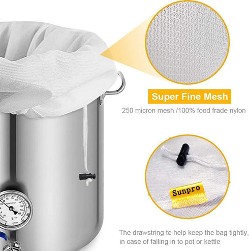 Brew Bag 2 Pack Extra Large Straining Bags | 26" x 22" Reusable Cold Brew Bags for Fruit Cider & Wine Press