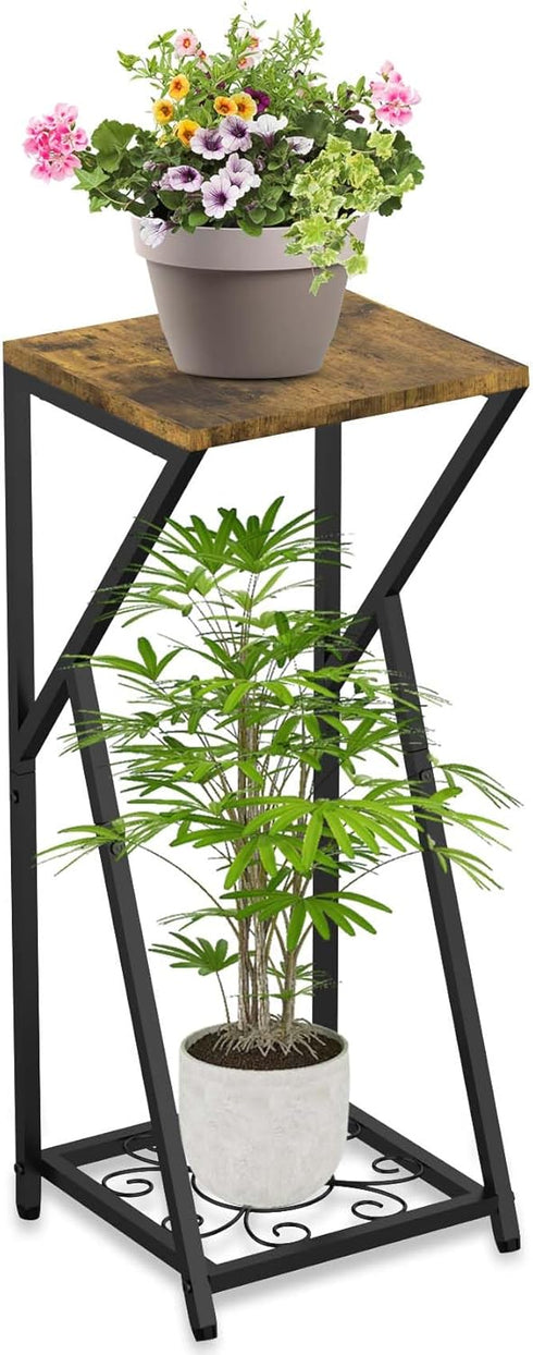 2 27" Plant Stand Indoor, Tall Plant stands for Indoor Outdoor Plants, Tier Plant Tables Square Plant Shelves Metal