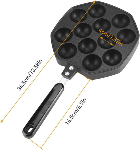 Takoyaki Maker, 12 Holes Non Stick Aluminum Grill Pan for Cooking Takoyaki and Round Pancakes