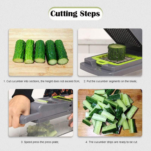 Kitchen Vegetable Slicer, 14 in 1 Vegetable Chopper, Manual Multifunctional Food Chopper Container for Various