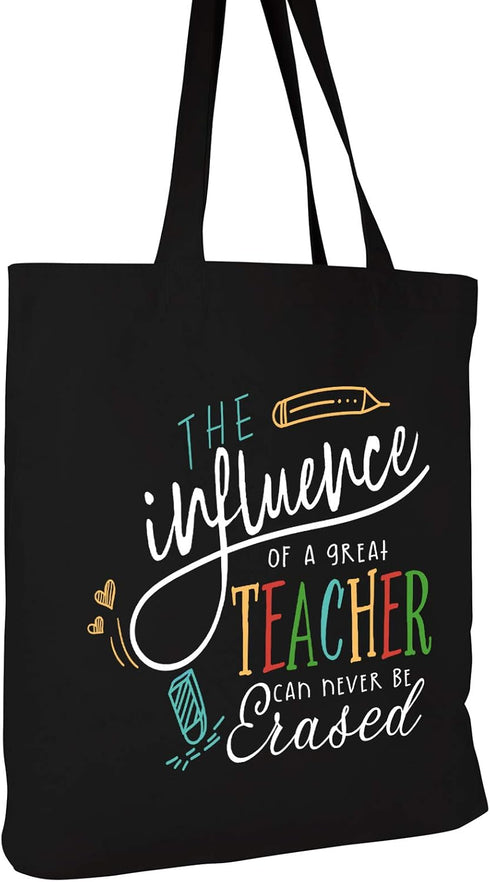 ELEGANTPARK Teacher Gifts for Women, Black Cotton Canvas Tote Bag for Appreciation Week, Graduation, Christmas