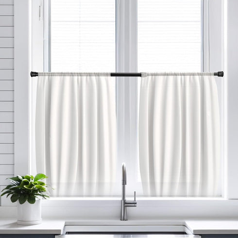 2 Pack Tension Curtain Rod - 15.7-28 Inch Adjustable Spring Loaded Rods for Windows, Black