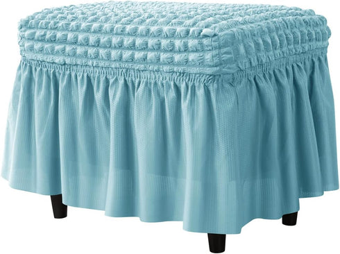 SZJIAHTM Lattice Stretch Ottoman Cover Soft Stretch Slipcover with Skirt Polyester Rectangle Footstool