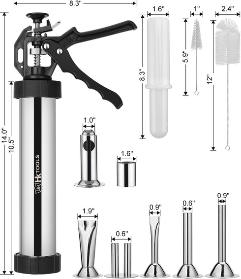 5rd 2.5 LB 6 Nozzles, 2 1 Gen Jerky Gun Kits, Jerky Maker Gun, Meatball Maker, Stainless Steel Sausage Stuffer Jerky