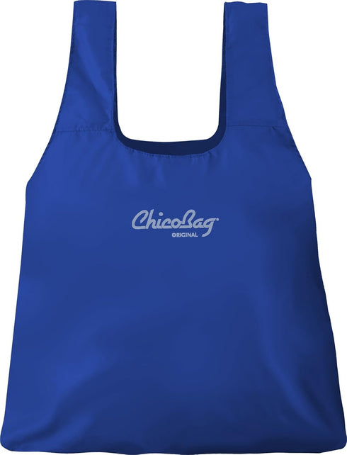 ChicoBag Original Compact Reusable Grocery Bag with Attached Pouch and Carabiner Clip - 4 Pack Blue