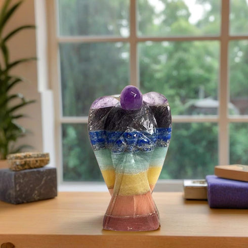 Metaphysical 7 Chakra Crystal Angel 3.5-4 Inch Reiki Healing Bohemian