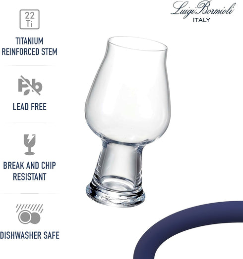Luigi Bormioli Birrateque Stout Beer Glasses, 20.25 oz, Set of 2, Made in Italy