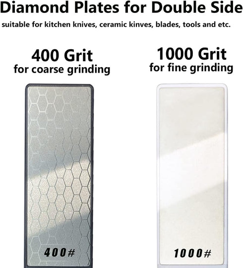 5-In-1 Diamond Sharpening Plate Knife and Scissors Sharpener, Double-Sided 400/1000 Grit