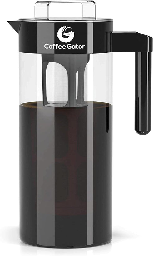 Coffee Gator Cold Brew Coffee Maker, 47 oz Iced Tea & Cold Brew Pitcher with Glass Carafe & Filter