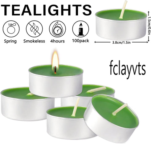 fclayvts 100 Pack 4 Scented Tealight Candles Hours, Spring Aromatherapy Candles for Votive Home, Wedding Holiday