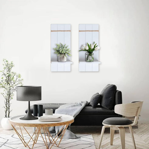 Set 2 HPC Decor Candle Sconces of - Handmade Wall Sconce Candle Holders - White Wood Modern Farmhouse Wall Decorations