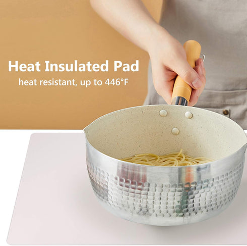 Gartful Silicone Mats for Kitchen Counter, Large 25" by 17" Nonskid Heat Resistant Countertop Protector, Beige, 2PCS