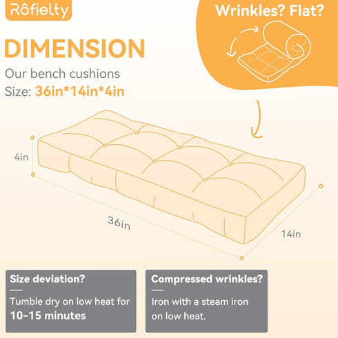 36 Inch, 36x14x4) ROFIELTY Bench Cushion Non-Slip Tufted Bench Cushion for Indoor Furniture for Bay Window, Entryway