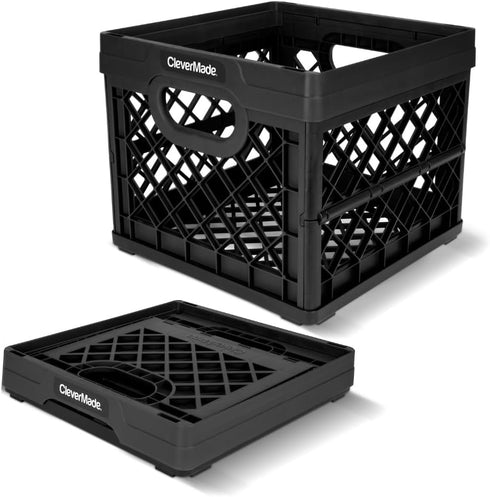 CleverMade Collapsible Milk Crate 25L (6.6 Gal), 50 lb Capacity Heavy Duty