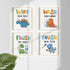 Dinosaur Bathroom Decor - Funny Themed Inspirational Quotes Art Print, Set of 4 (8”X10”), Unframed
