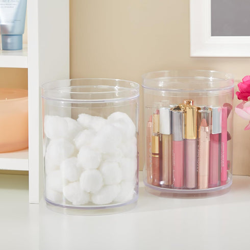 STORi Bella Tall Scrunchie Holder, Stackable Clear Plastic Container Set of 2 for Hair Accessories & Beauty Supplies