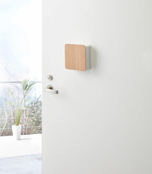 Yamazaki Home Square Magnetic Keychain Organizer | Steel + Wood | Key Storage, One Size, Ash