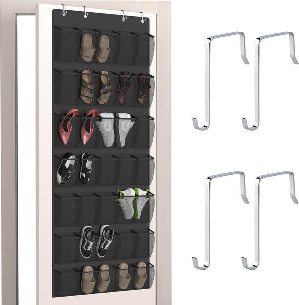 Aisoso Over the Door Shoe Organizer with 35 Large Breathable Mesh Pockets