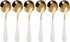 Stainless Steel Soup Spoons Set of 6 - Modern Round Head Spoons for Soup, Grain, Dessert, Milk Tea
