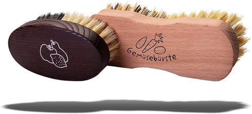 Valentino Garemi Vegetable Brush Set 2 Natural Wood Cleaning Brushes for Fruits