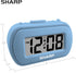 Sharp Digital Alarm Clock, Tactile Case with Soft Rubberized Finish, Battery Operated, Blue Backlight on Demand,
