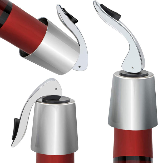 3 Pack Stainless Steel Wine Stoppers - Reusable Bottle Stopper Sealer with Silicone Plug, Ideal Gift