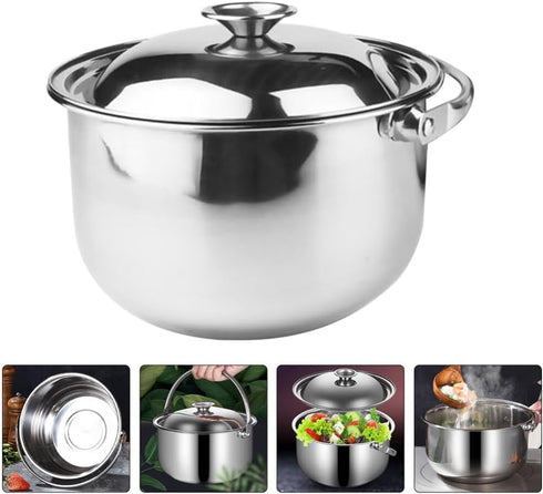 20cm Stainless Steel Stock Pot with Lid, Soup Pot for Cooking Lobster Stews