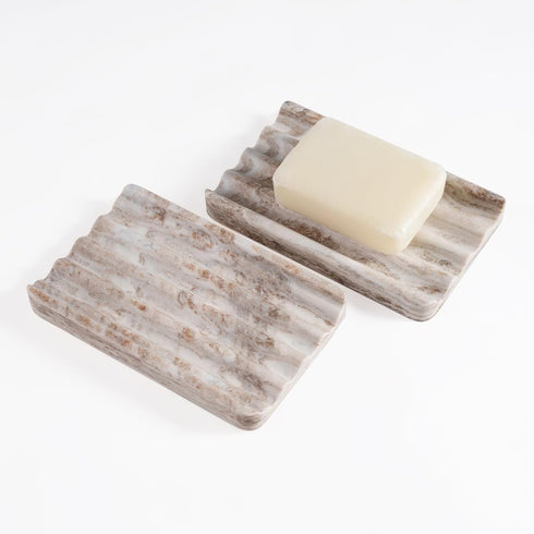 2 Pcs Soap Dish for Bathroom, Marble Bar Soap Holder for Kitchen
