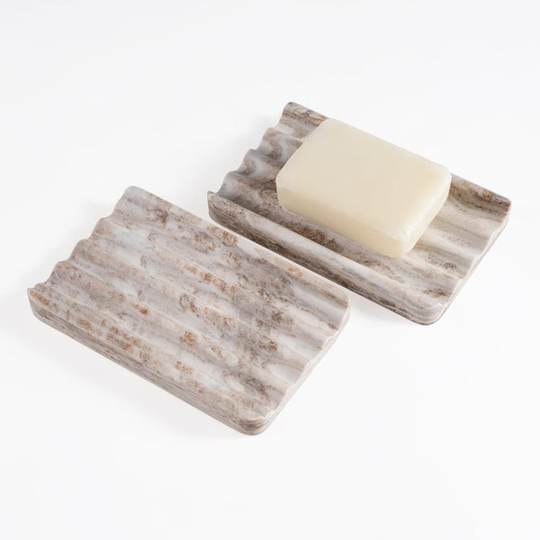 2 Pcs Soap Dish for Bathroom, Marble Bar Soap Holder for Kitchen