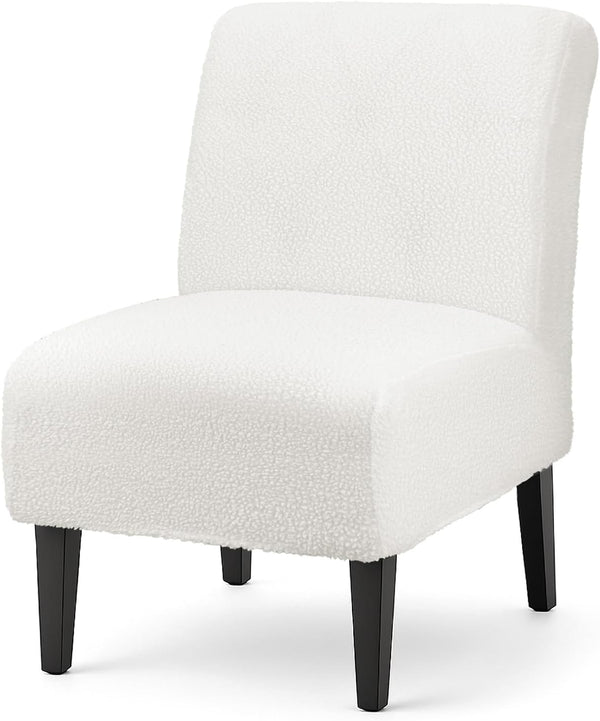 XIAROGEE Teddy Wool Armless Accent Chair Cover Heavy-duty Soft Plush Armless Chair Slipcover