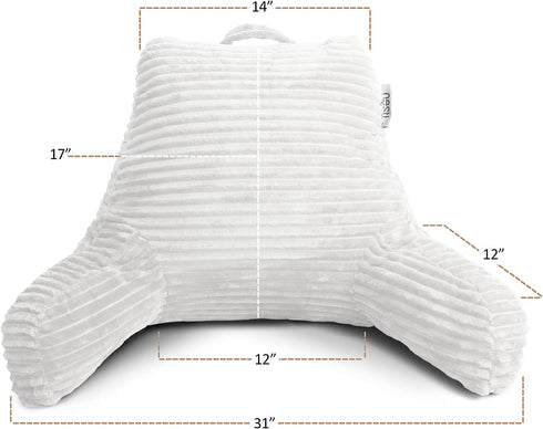 Nestl Reading Pillow with Shredded Memory Foam, Luxe Cut Plush Back Pillow for Sitting Up in Bed, Back and Arms