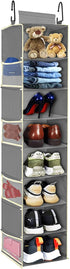 Large-Sized Hanging Shoe Organizer 8-Shelf, Hanging Closet Organizer with 8 Side Pockets,