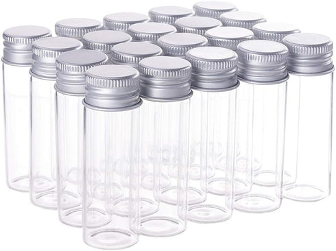 BENECREAT 20 Pack 15ml/0.5oz Glass Bottles Sample Vials with Screwed Aluminum Caps for Crafts Decorations
