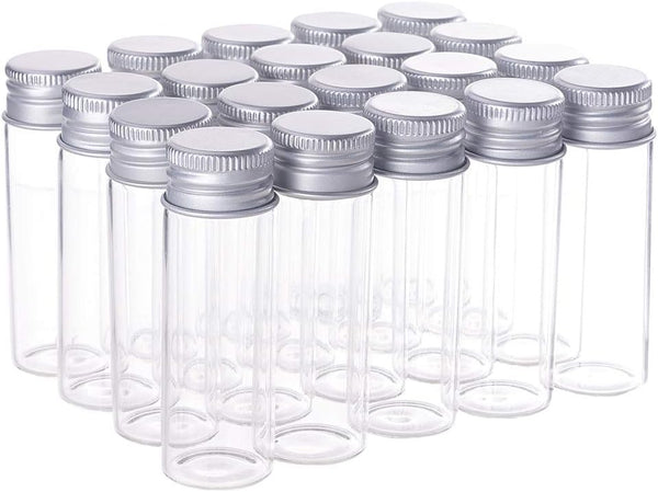 BENECREAT 20 Pack 15ml/0.5oz Glass Bottles Sample Vials with Screwed Aluminum Caps for Crafts Decorations