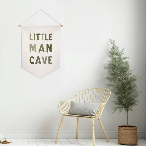 ZEARPT Little Man Cave Pennant Flag Banner, Toddler Boy Room Decor & Playroom Essentials, Baby Boy Nursery Hanging