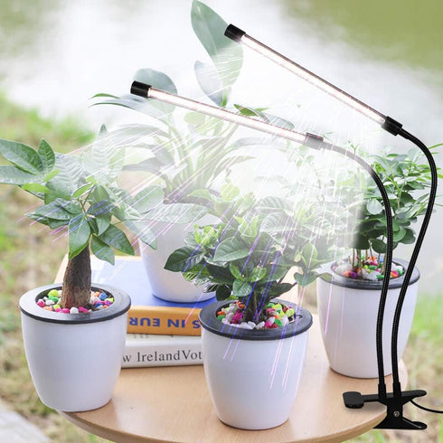 Light,6000K Plants,5-Level Dimmable,Auto 4 8 12Hrs GooingTop LED Grow Full Spectrum Clip Plant Growing Lamp with White