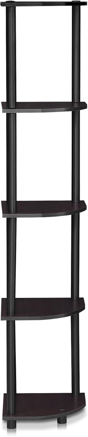 Furinno Turn-N-Tube 5 Tier Corner Display Rack, Multipurpose Shelving Unit, 1-Pack, Dark Walnut