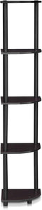 Furinno Turn-N-Tube 5 Tier Corner Display Rack, Multipurpose Shelving Unit, 1-Pack, Dark Walnut