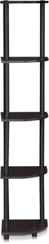 Furinno Turn-N-Tube 5 Tier Corner Display Rack, Multipurpose Shelving Unit, 1-Pack, Dark Walnut