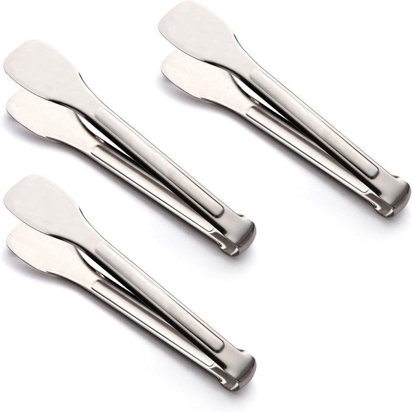 Tenta Kitchen Tongs - Stainless Steel Heavy Duty Serving Food Tongs for Frying, Cooking, BBQ (3 Pack)