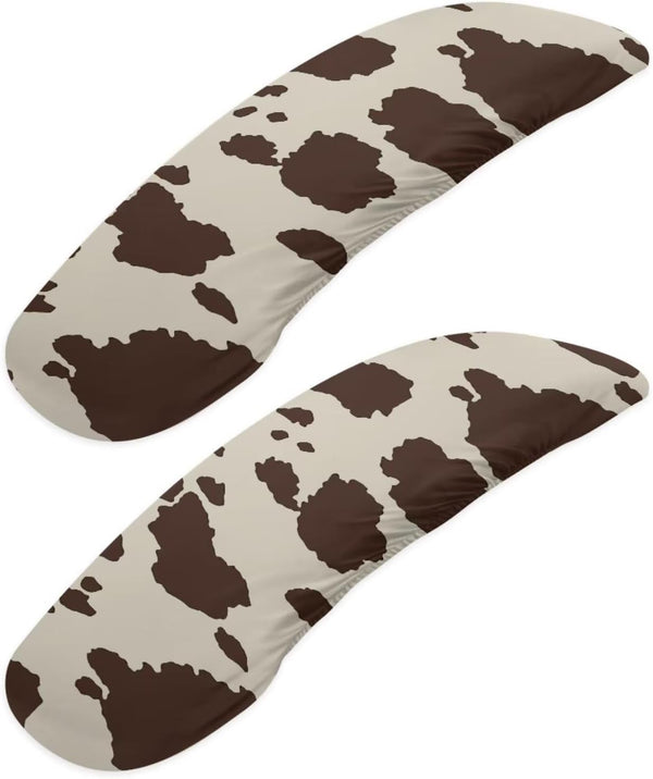 Brown Cow Print Arm Cover for Rotating Chair, Stain Resistant Durable Slipcover Pads for Office Computer Gaming Desk