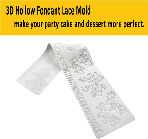3D Hollow Bowknot Shape Molds, Silicone Baking Fondant Lace Mold for Cake Decoration, Cupcake Top (Bowknot)