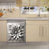 Stainless Steel Flower Magnetic Dishwasher Cover, Decorative Metal Art Style Kitchen Appliance Sticker, 23"x26"