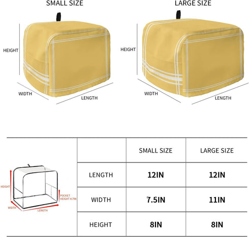 Pure Yellow Toaster Cover 4 Slice, Large Kitchen Appliance Dust Cover with Loop for Bread Machine Protection