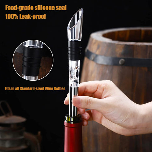 3-in-1 Stainless Steel Wine Chiller with Aerator and Pourer, Fits All Standard Bottles, Wine Accessories