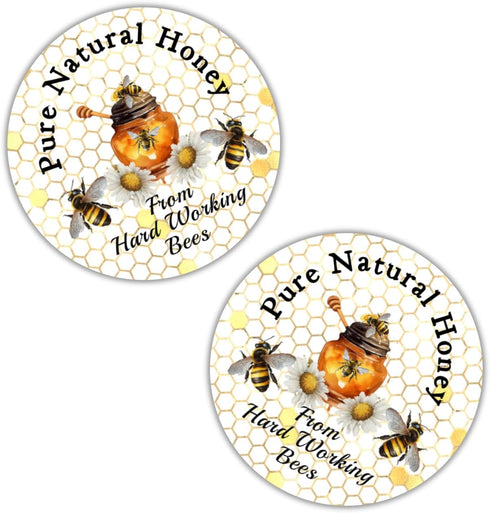 Set 40 of Natural Honey Jar Labels - Glossy Stickers & Tags