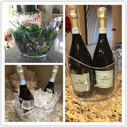 Yesland Clear Acrylic Ice Bucket, 3.5 Liter Storage Tub for 2 Wine, Champagne, Beer Bottles