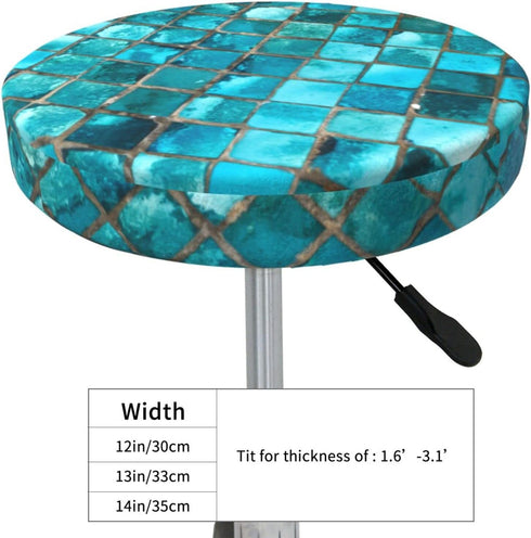 Ouqiuwa 14 Inch Turquoise Blue Bar Stool Covers Round, Soft Bar Stool Seat Cover Cushion